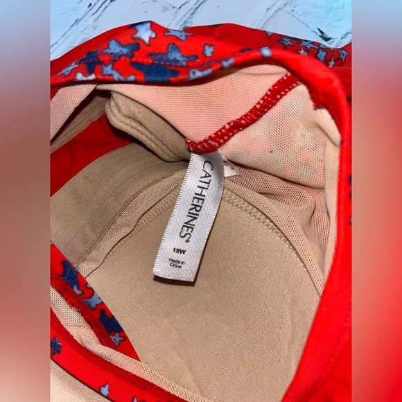 Red Floral Swim Top Tankini Ruched Front Swimsuit Top Summer Vacation - Picture 4 of 4